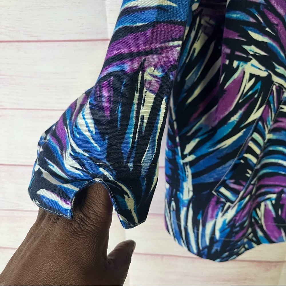 Christopher & Banks Linen Blend Light Weight Multicolor Button‎ Down Jacket Med - Picture 11 of 12